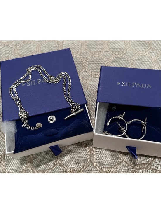 Silpada Jewelry - Silpada Sterling Silver Toggle Necklace and Hoop Earrings Set